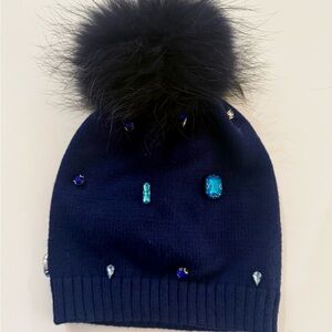 Navy Blue Kids Beanie with Pom Pom